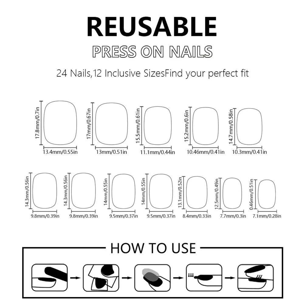 24 Pcs Navy Blue Acrylic Press On Nails