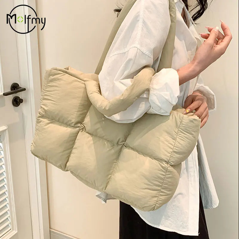 Women Tote Handbags Quilted Plaid Bag