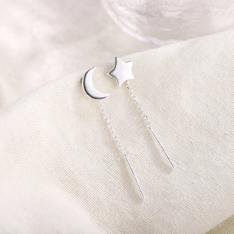 Drop Ear Line Long Hanging Earrings for Women Rose Gold