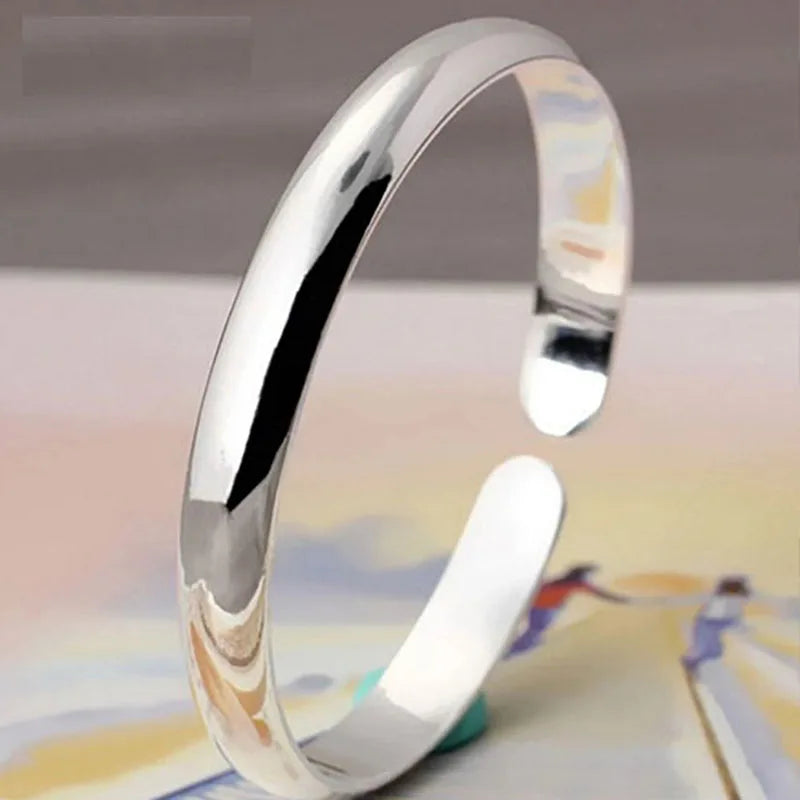 999 Sterling Silver Cuff Polishing Retro Bracelet Bangles