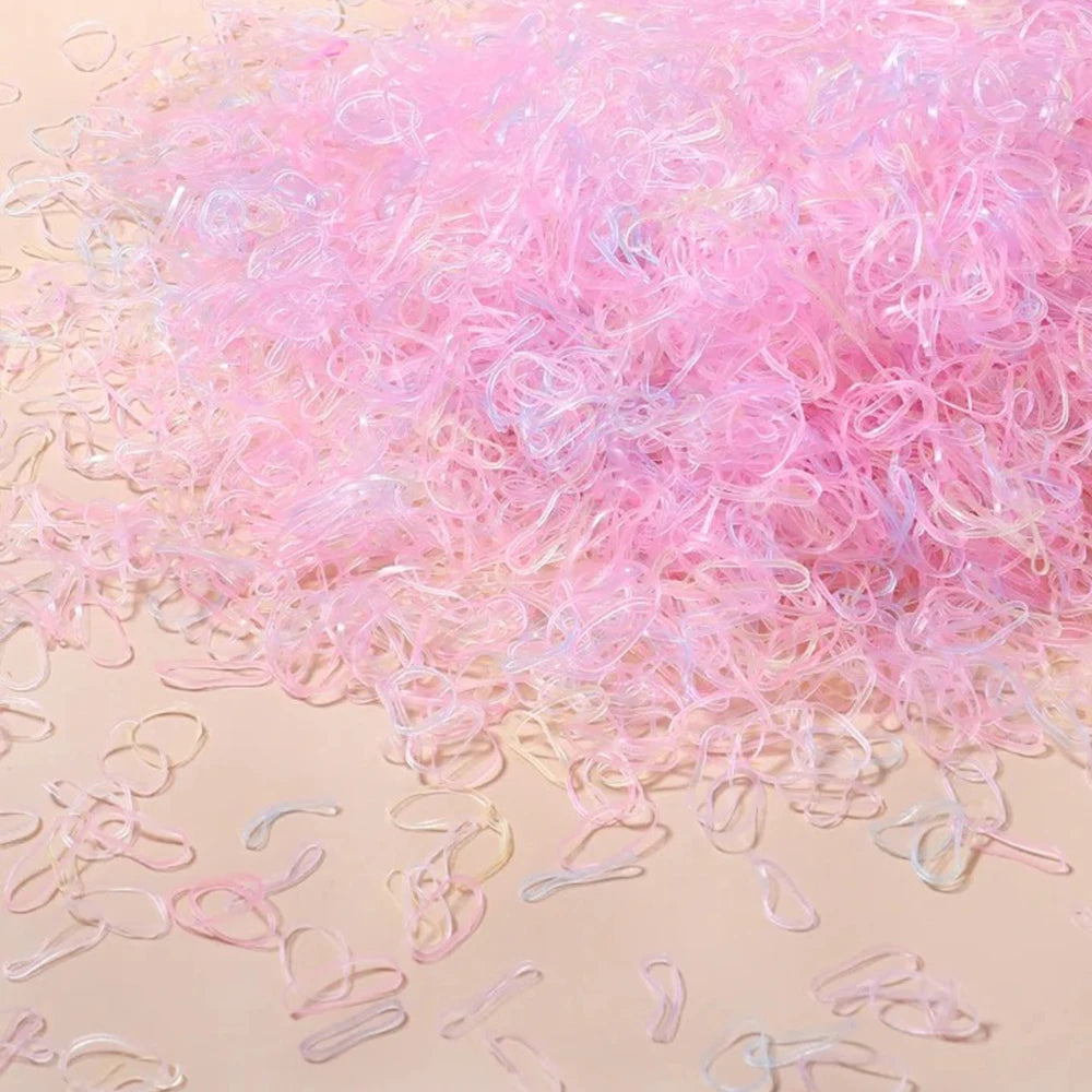 500/1000/2000pcs Girls Colourful Rubber Hair Bands