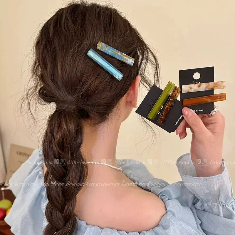 2pcs/set Acetate Hair Clips Font Geometric Hairpins