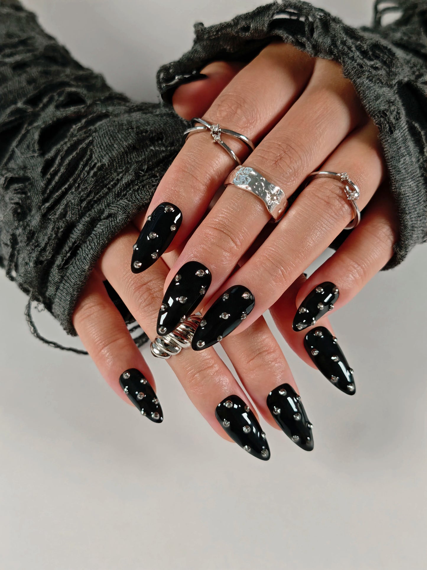 10pcs Long Almond Handmade Press-On Nails