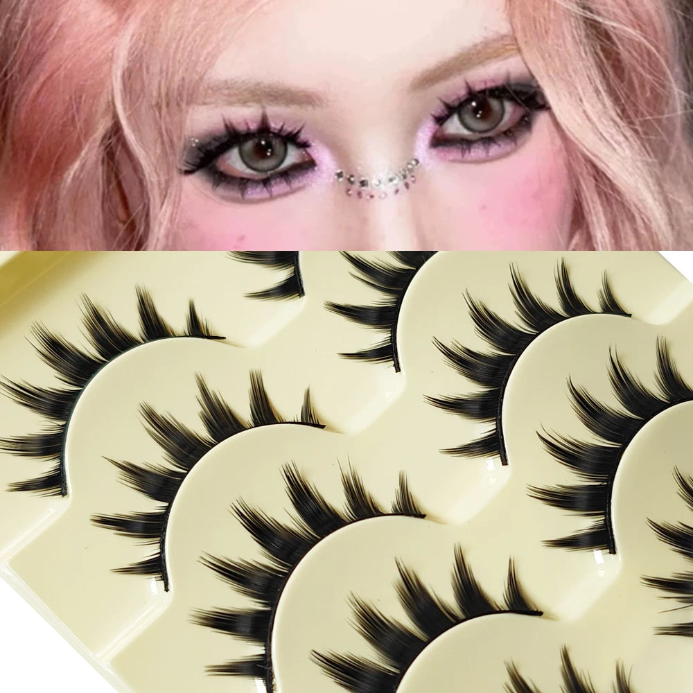5 Paris Cat Eye False Eyelashes Long Thick Cosplay Fake Eye Lashes