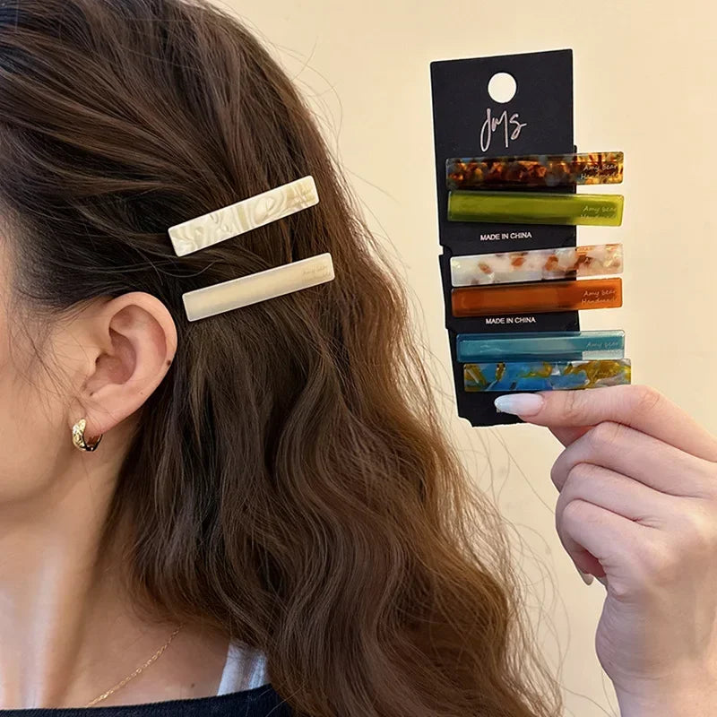 2pcs/set Acetate Hair Clips Font Geometric Hairpins