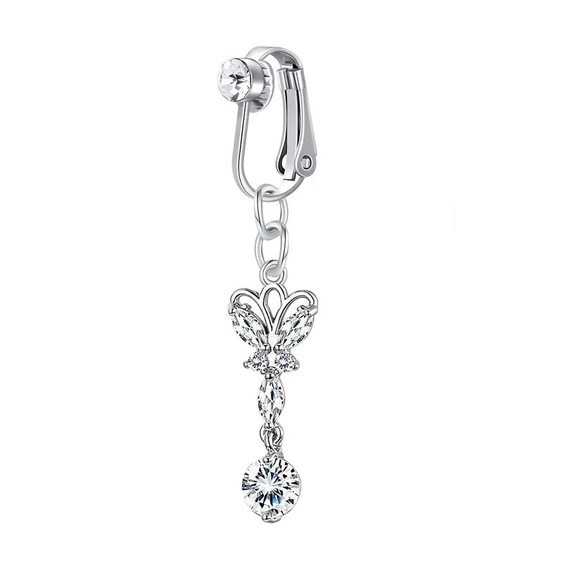 Clip on Belly Button Ring Butterfly