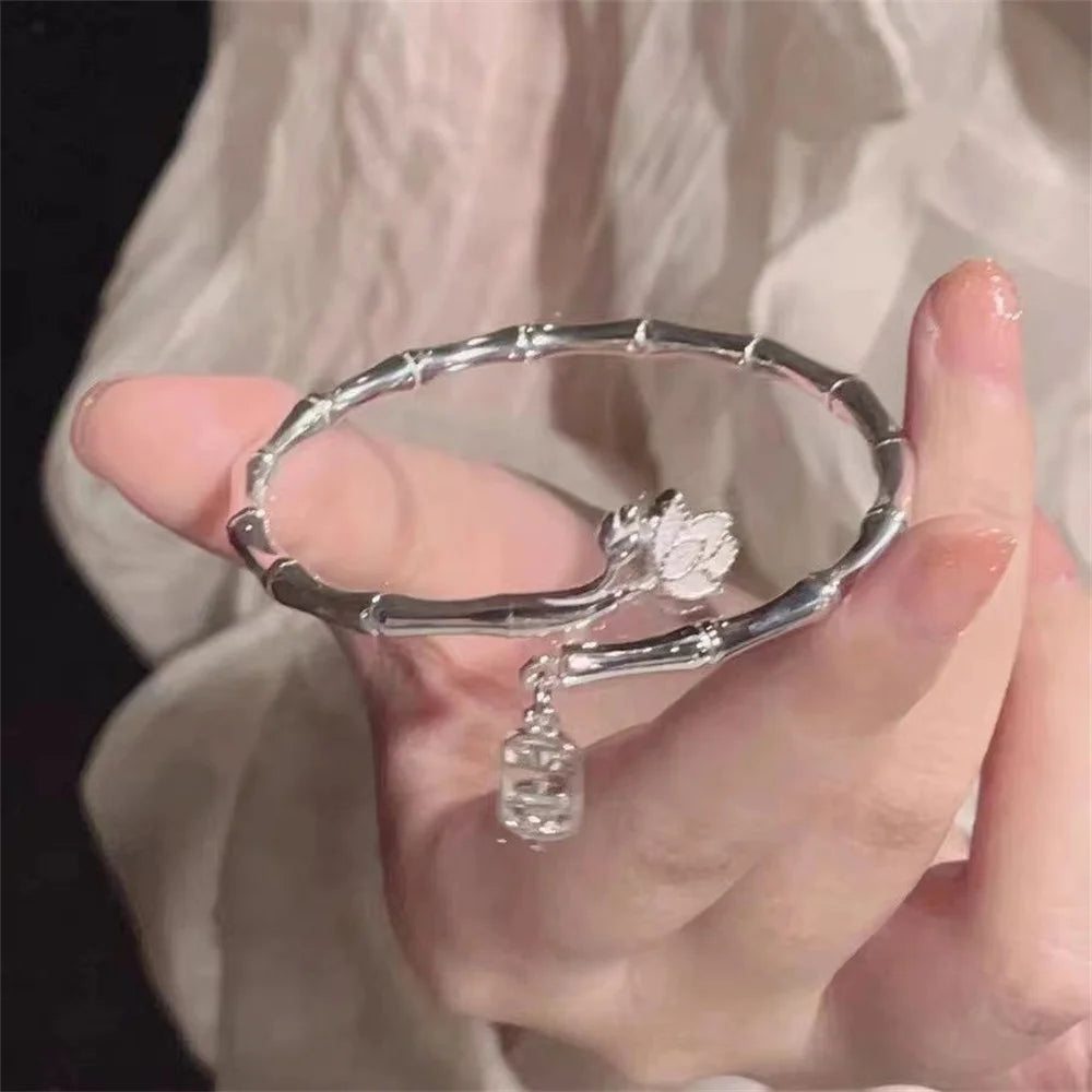 Silver Color Bamboo Bracelet For Women
