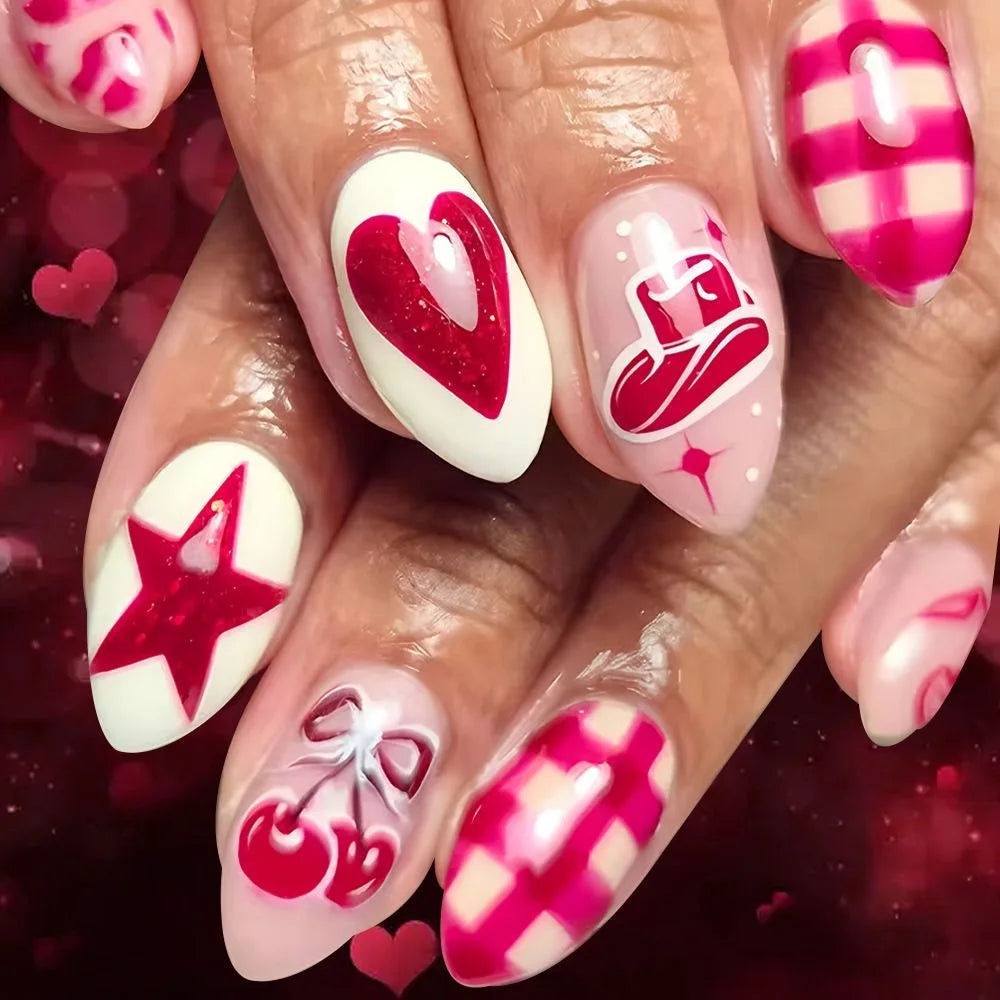 Gentle Nude Pink Press on Nails with 3D Flower