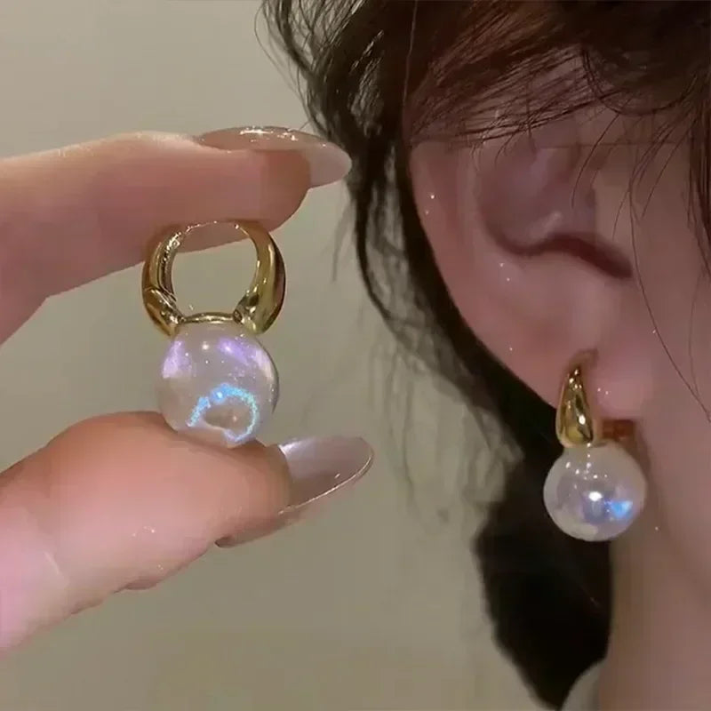 Simple Golden Metal Style Matte Hexagon Earrings