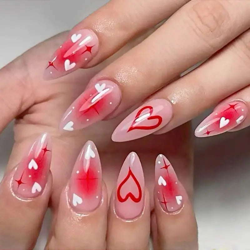 Gentle Nude Pink Press on Nails with 3D Flower