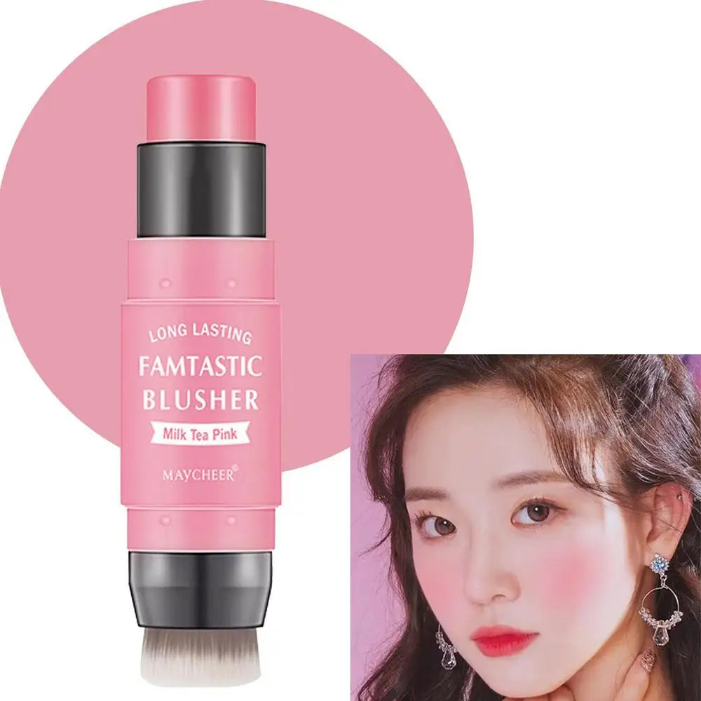 Blush Stick With Brush Double Head Blush Sticks Cream Blush Makeup For All Skin Tones 2 In 1 Double-head Blush And Lipstick