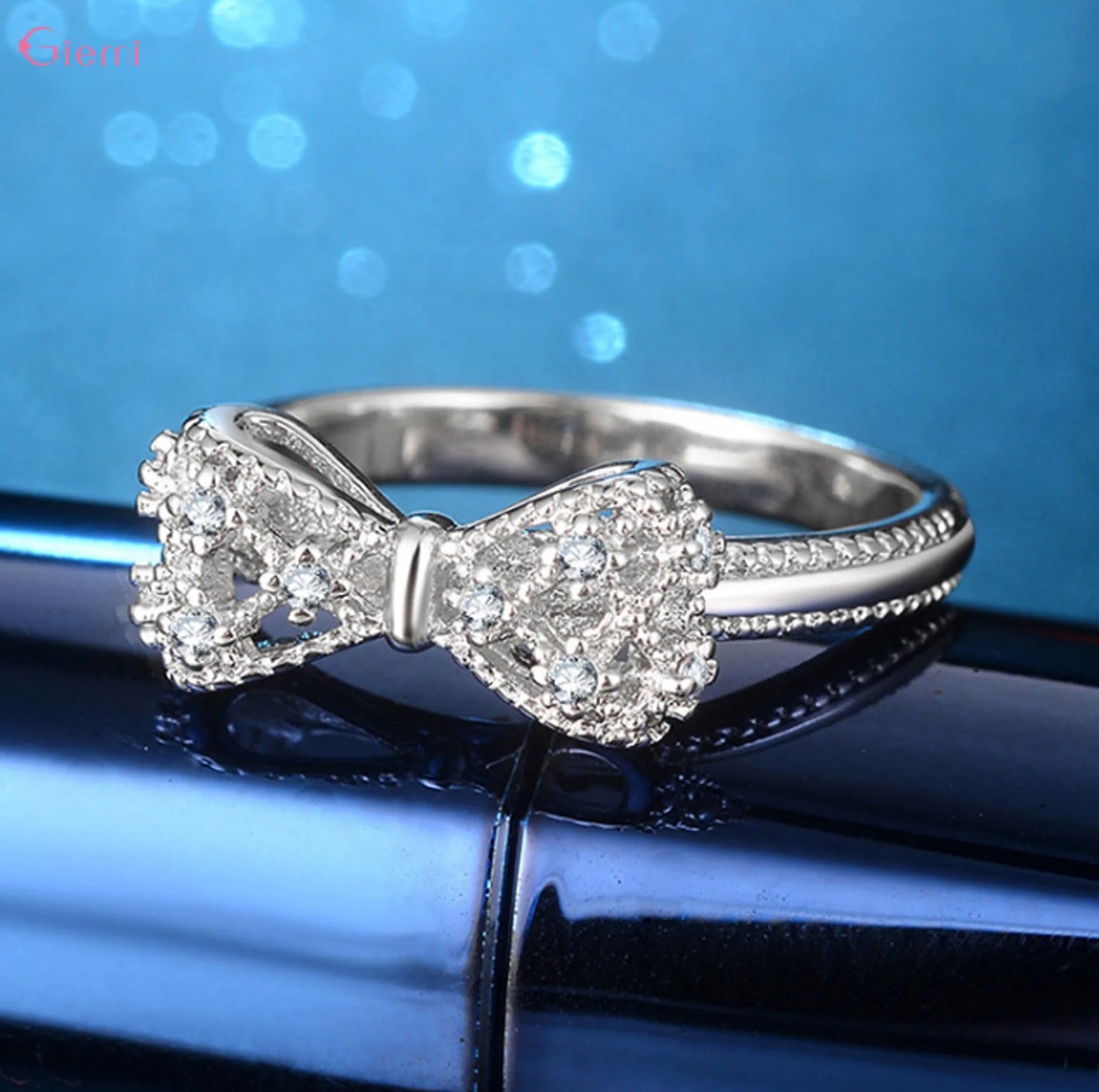 925 Sterling Silver Bowknot Bow Knot Ring