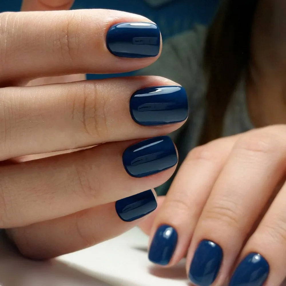 24 Pcs Navy Blue Acrylic Press On Nails