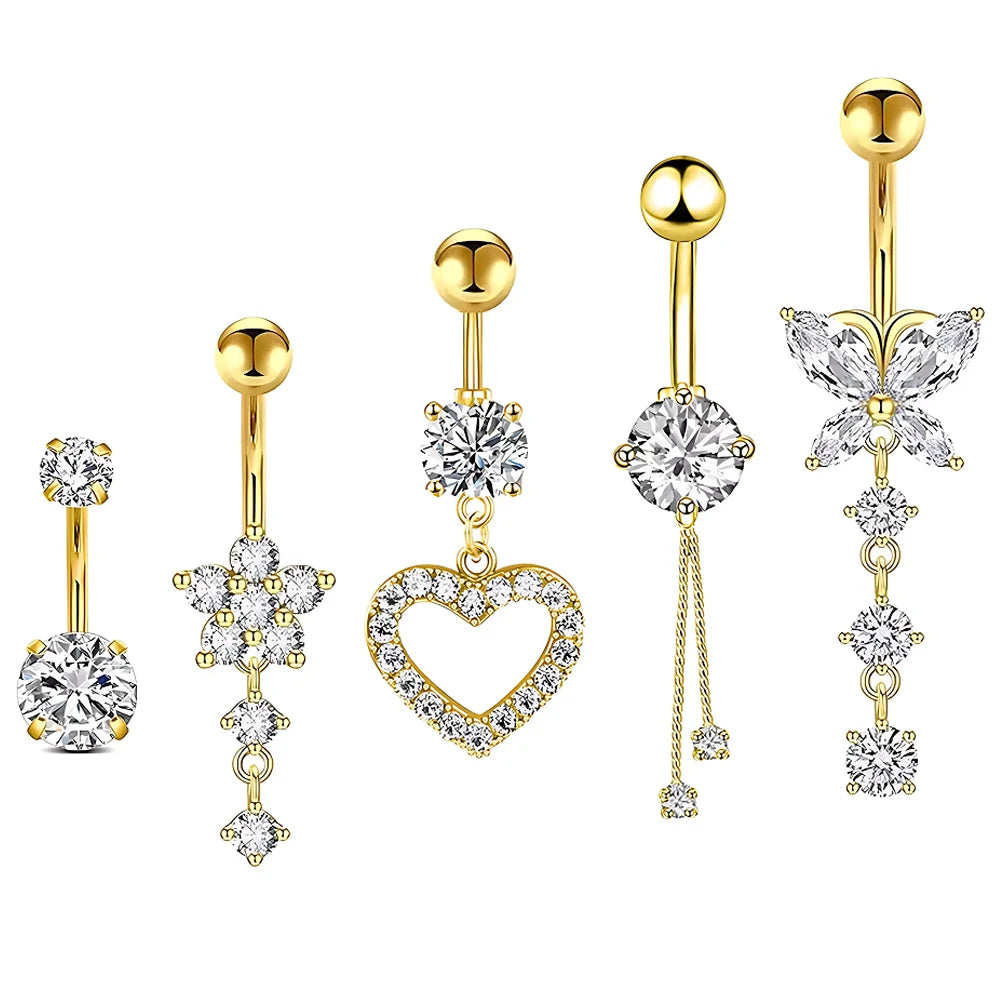 5pcs Dangled Belly Button Rings