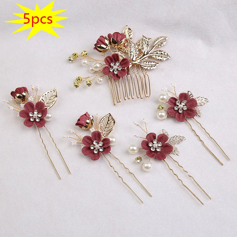 5Pcs/Set Bridal Hair Accessories for Women
