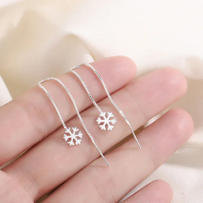 Drop Ear Line Long Hanging Earrings for Women Rose Gold