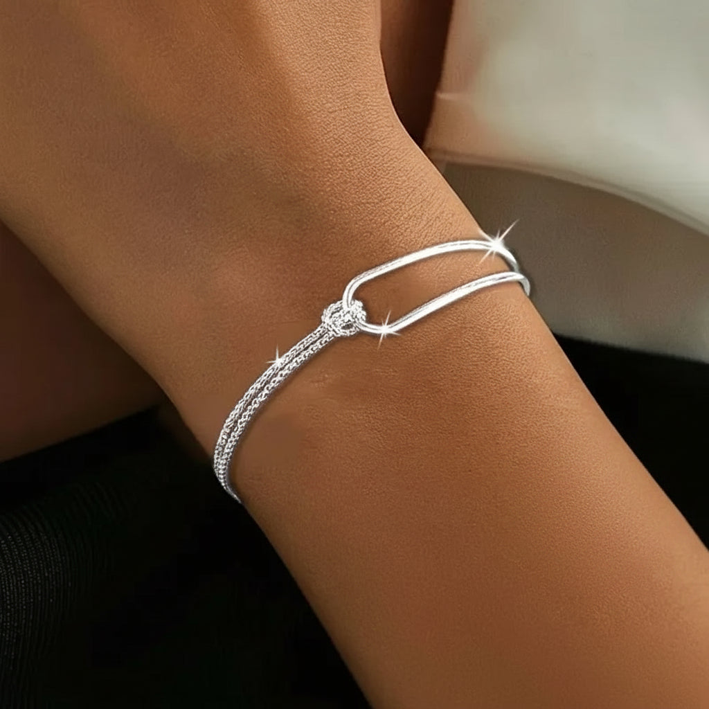 New S925 Silver Minimalist Geometric Collage Bracelet
