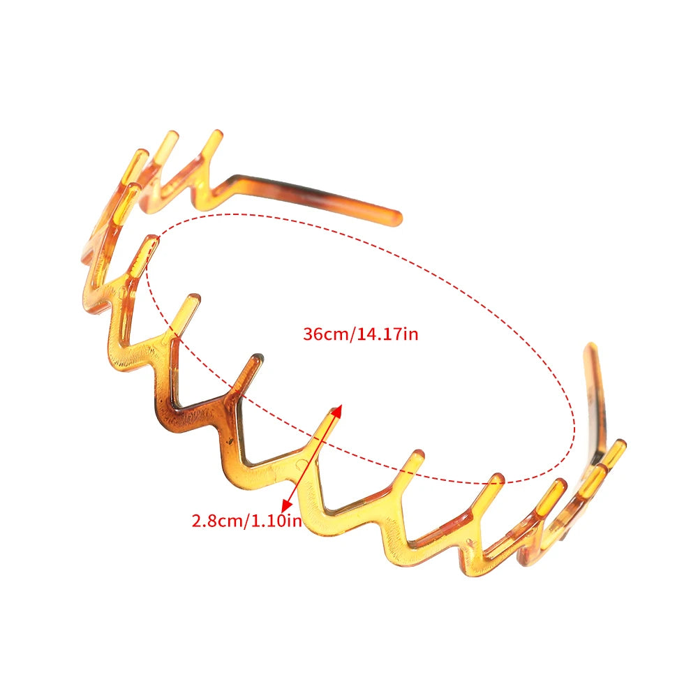 Curved Wavy Headband Black Toothed Non-slip Hair Hoops Hair Band Women