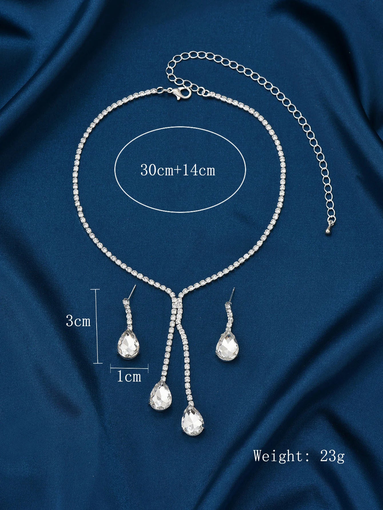 Simple jewelry, sparkling water droplets, wedding claw chain, banquet chain, necklace, earrings, bridal set, women's jewelry