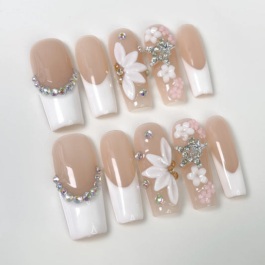 10pcs Mid-length Square Handmade Fake Nails
