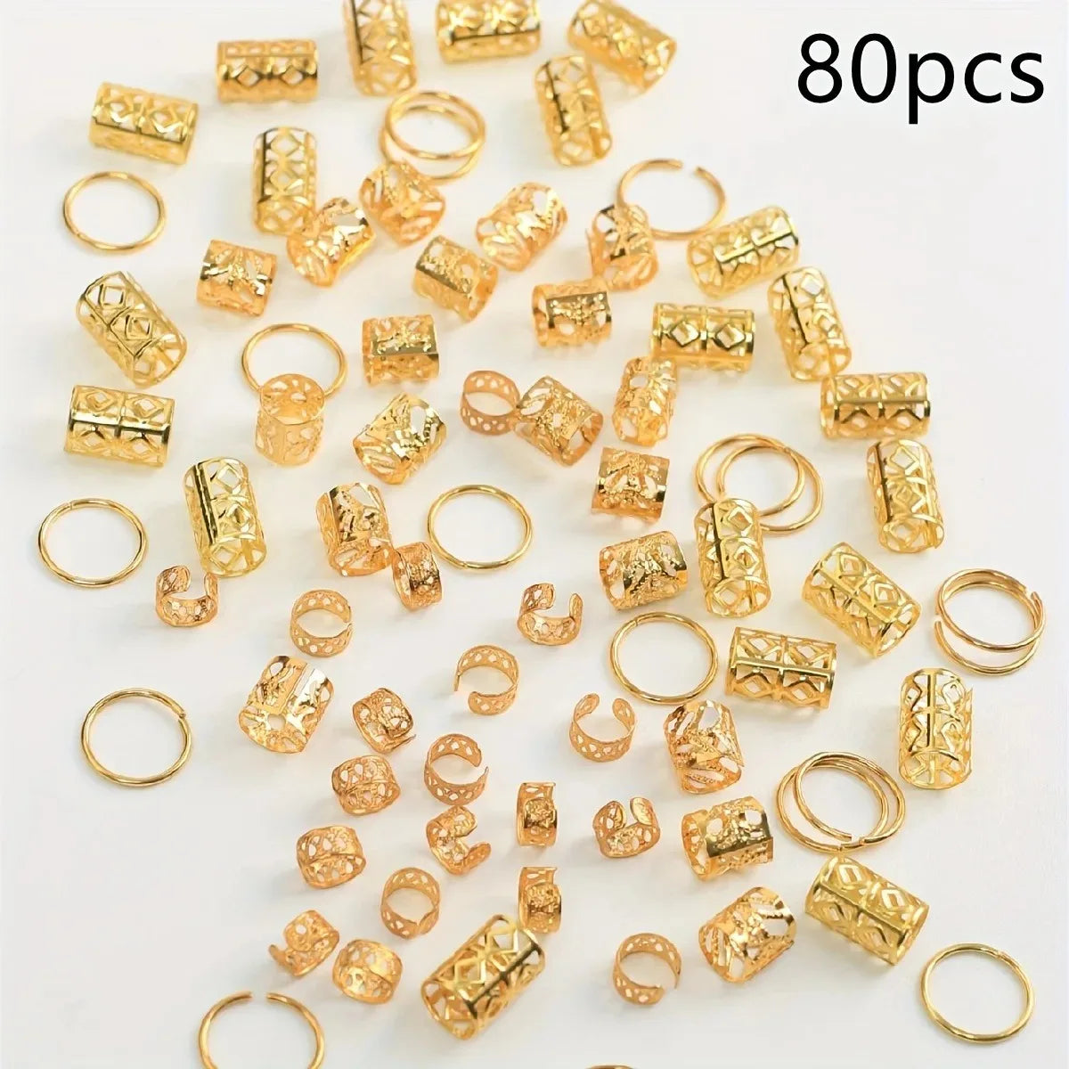 80pcs Dreadlock Hair Beads - Stylish Alloy Hair Accessories