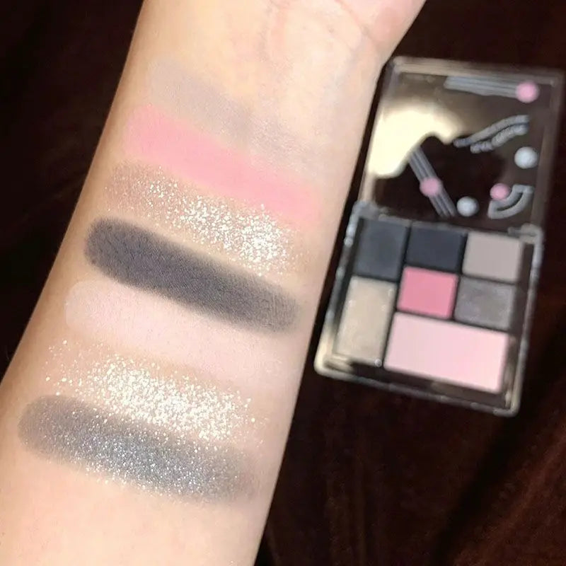 New 7 Colors Sweet Cool Smoked Eyeshadow Palette Pink-black Hot Girl Glitter Pearly Shadow Eyes Korean Makeup Pallet Cosmetics