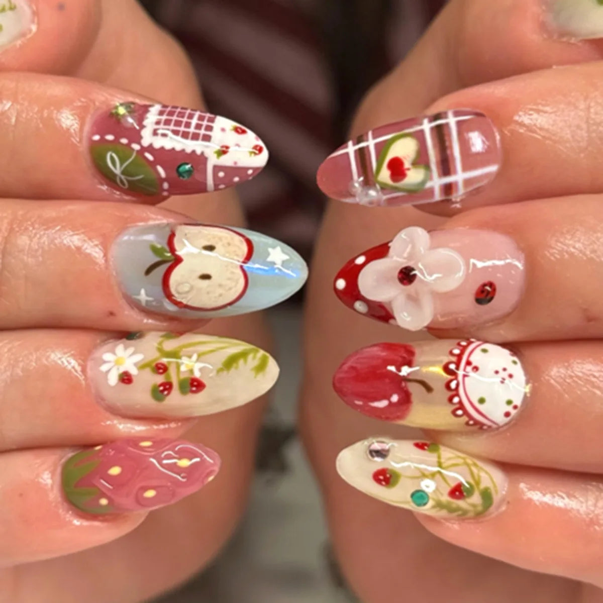 Gentle Nude Pink Press on Nails with 3D Flower