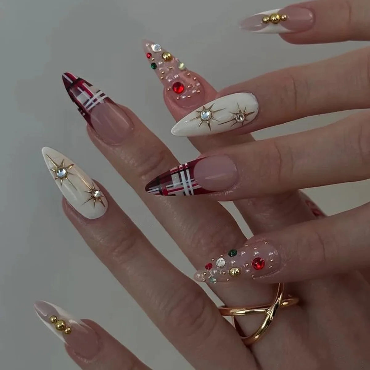 Gentle Nude Pink Press on Nails with 3D Flower