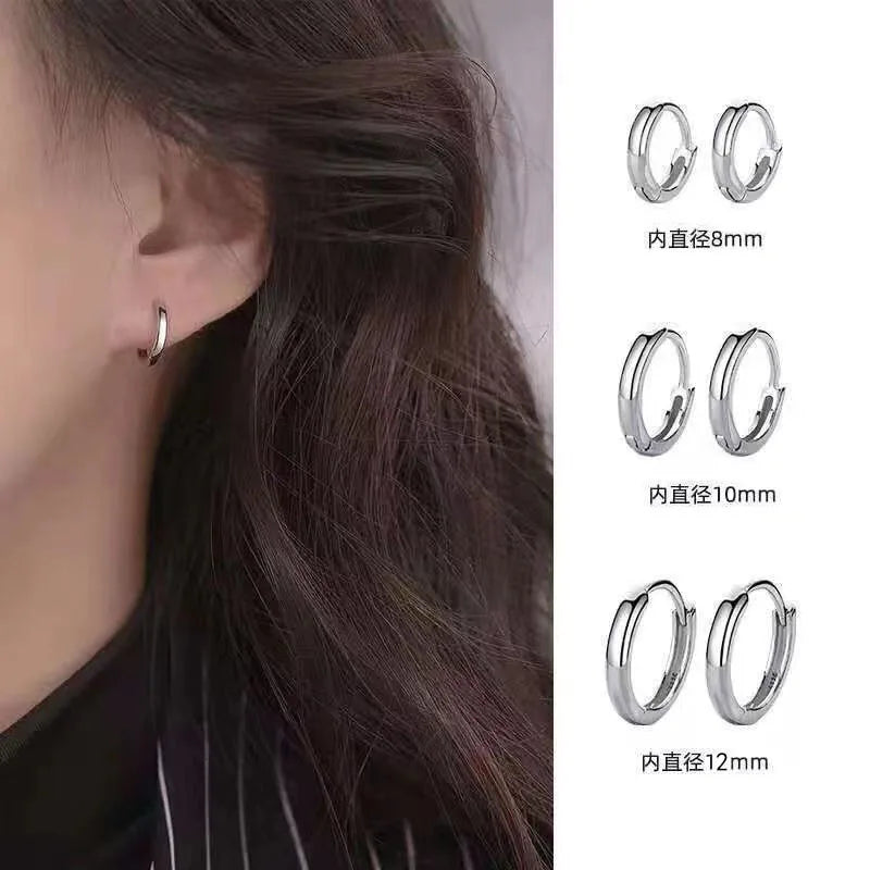 Exquisite 925 Sterling Silver Small Earrings, Plain Silver