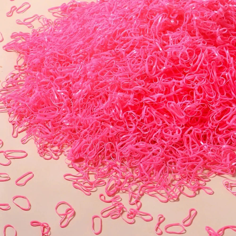 500/1000/2000pcs Girls Colourful Rubber Hair Bands