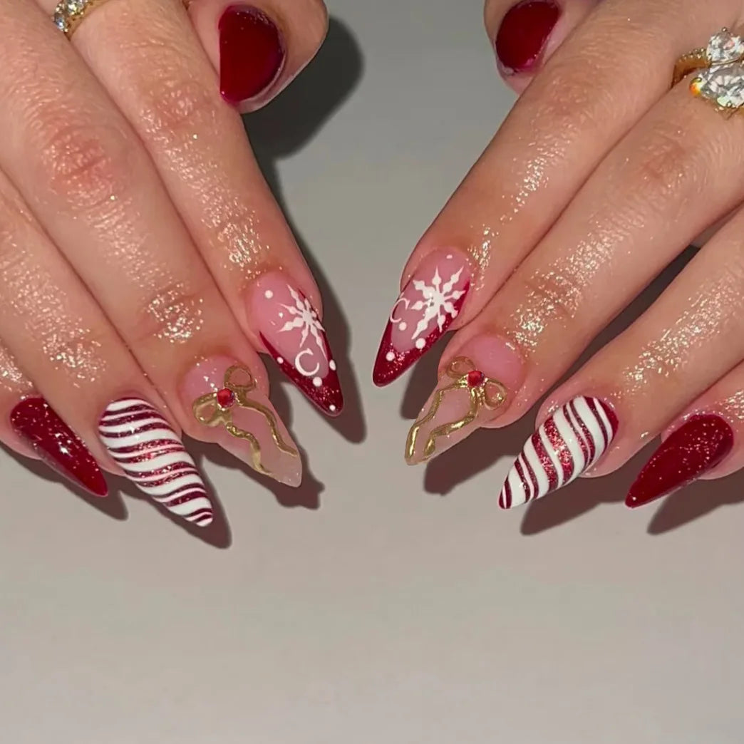Gentle Nude Pink Press on Nails with 3D Flower