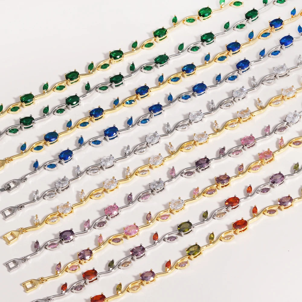 Luxury 16 Colors Sparkling Leaf Cubic Zirconia