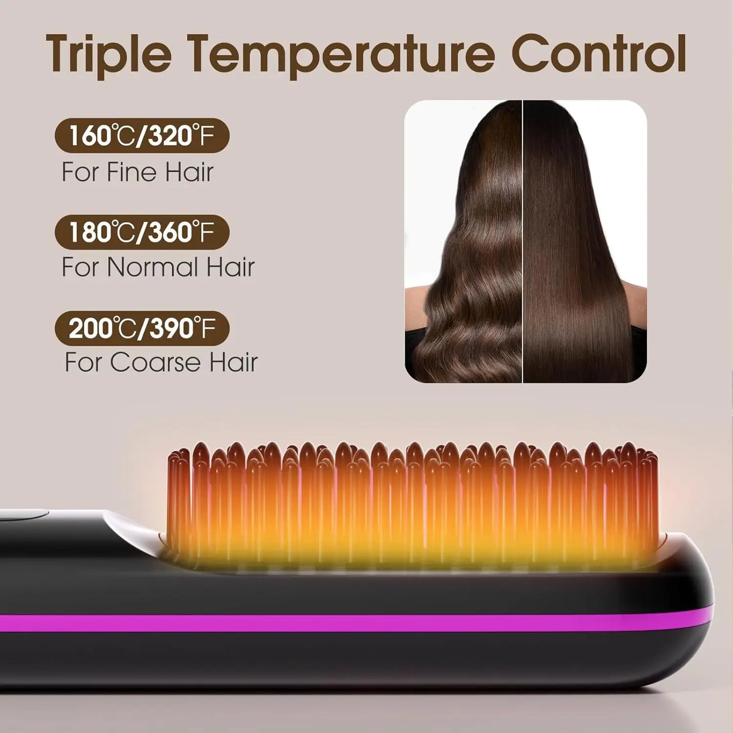 Ceramic Hair Straightener Brush – Anti-Frizz