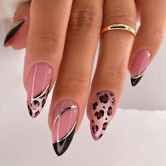 24Pcs Leopard Print Fake Nails Press