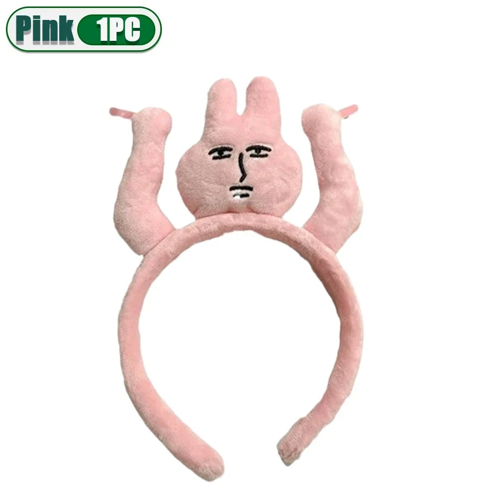 1-3PCS Headbands New Pink Bunny Hair Band Quirky Fun Plush Headband