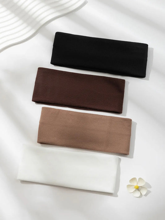 4Pcs Simple Fashion Women Solid Color Elastic