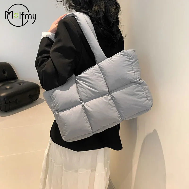 Women Tote Handbags Quilted Plaid Bag