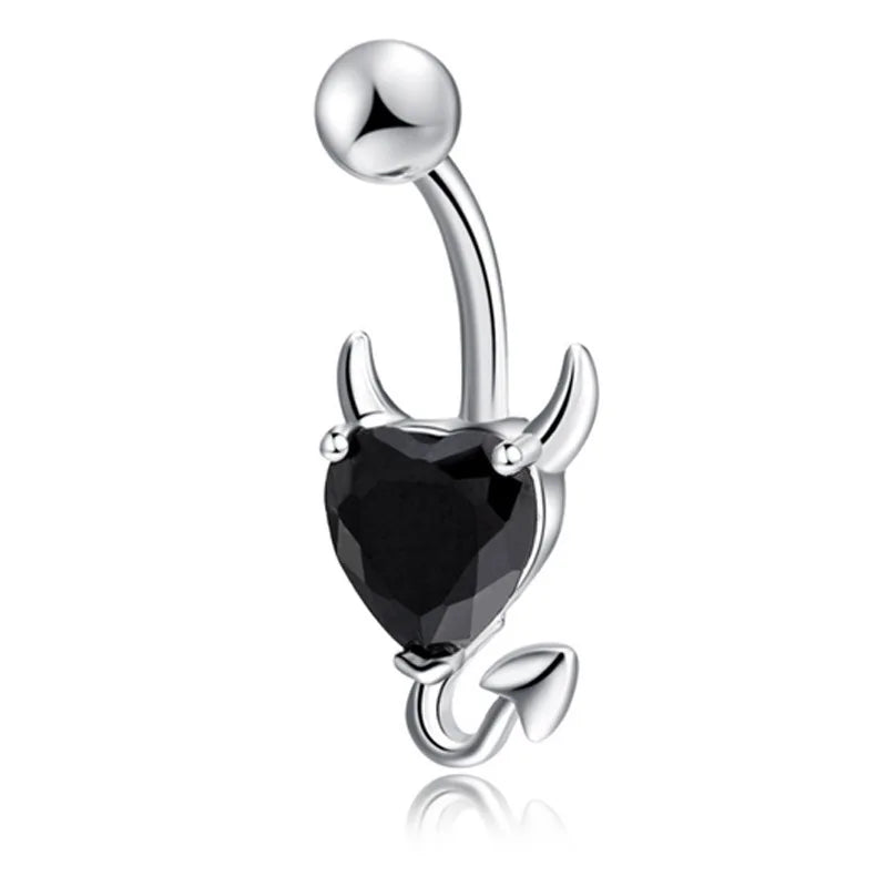 Steel Belly Button Rings Pink Crystal Piercing