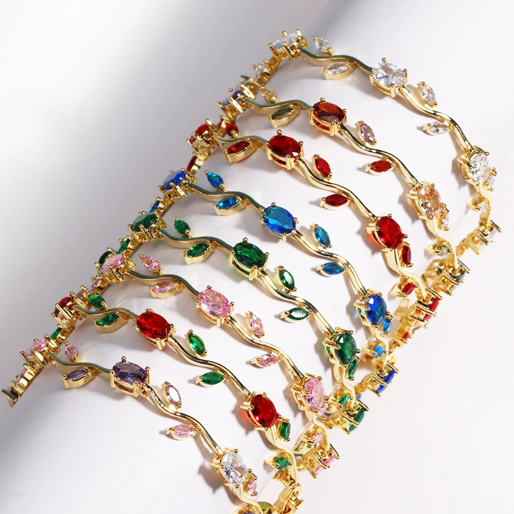 Luxury 16 Colors Sparkling Leaf Cubic Zirconia