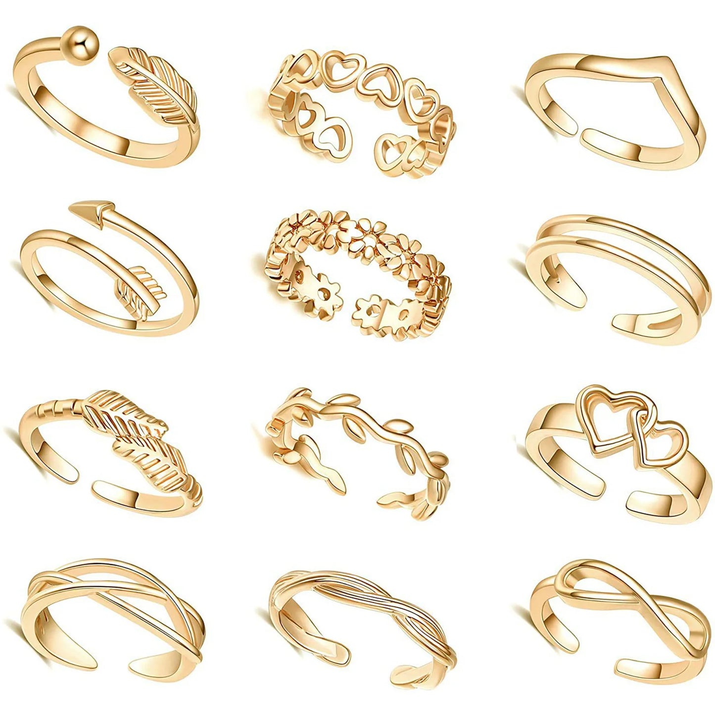 10/12Pcs Toe Rings for Women