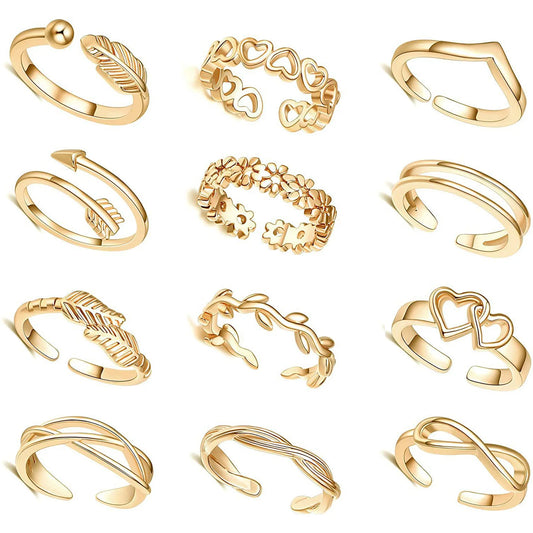 10/12Pcs Toe Rings for Women