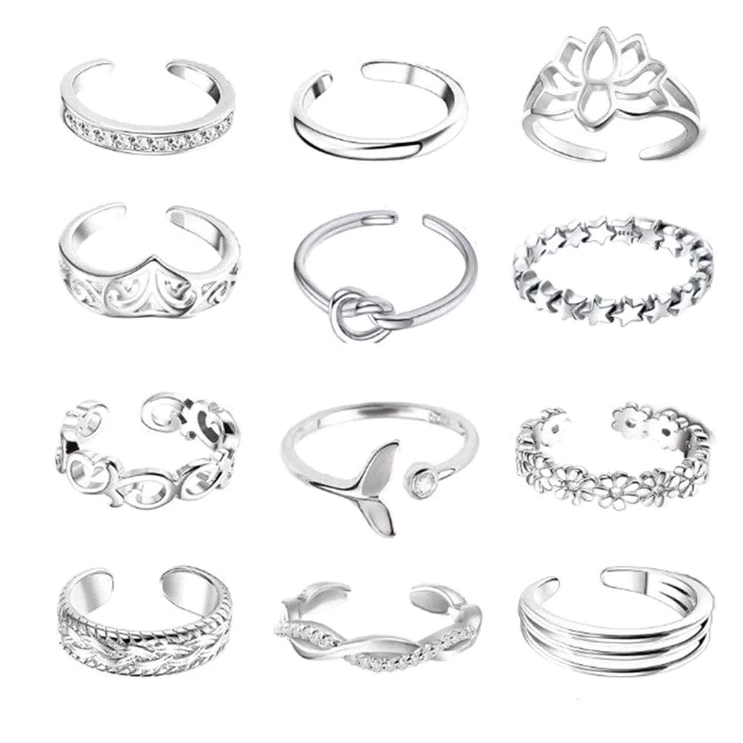 10/12Pcs Toe Rings for Women