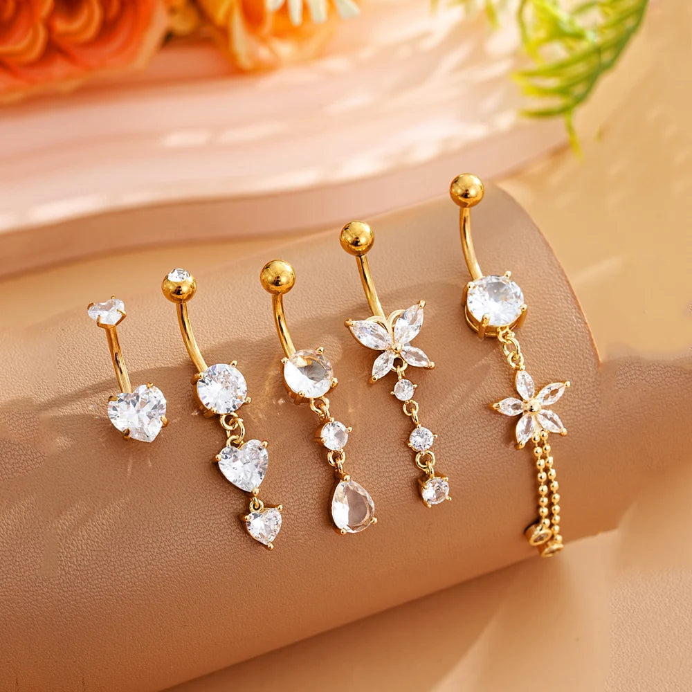 5pcs Dangled Belly Button Rings