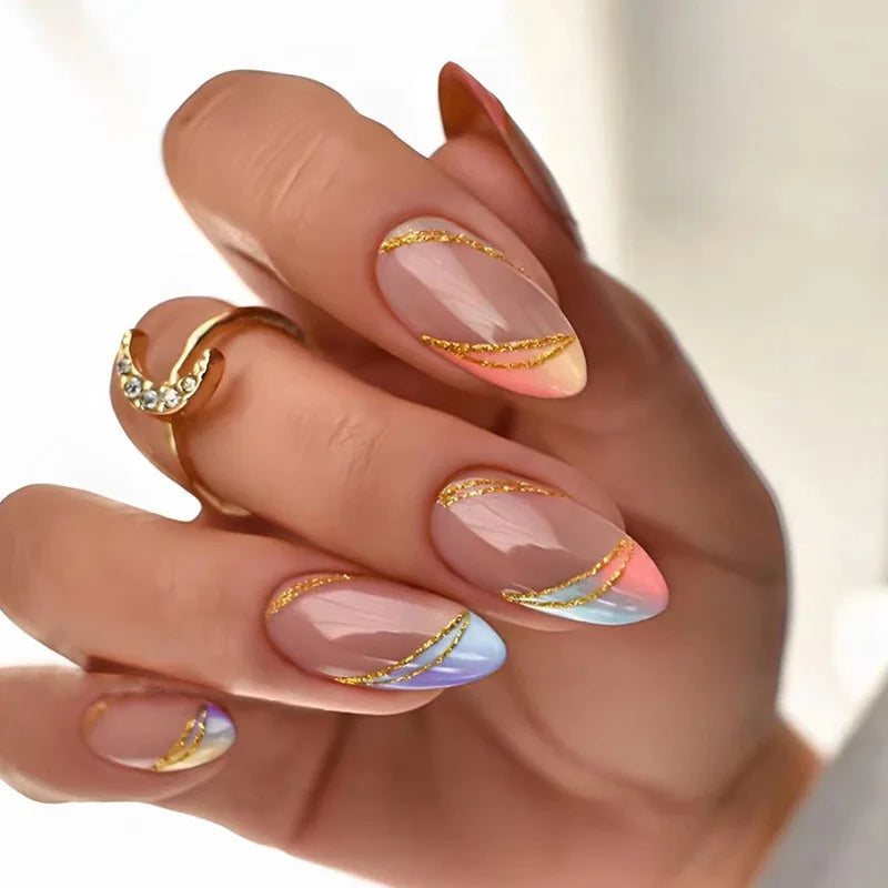 24Pcs Detachable Acrylic False Nails Press On Nails
