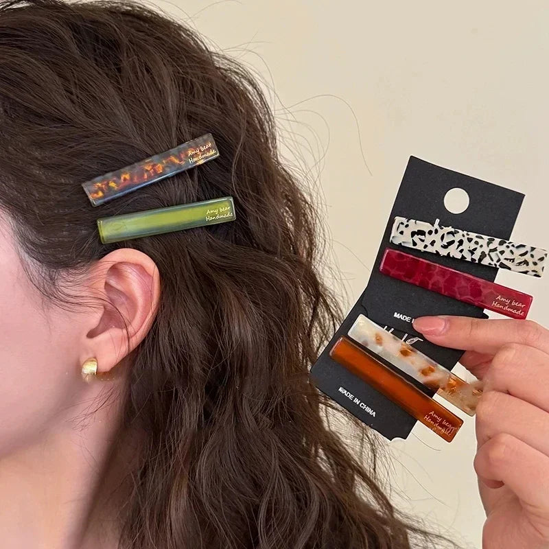 2pcs/set Acetate Hair Clips Font Geometric Hairpins