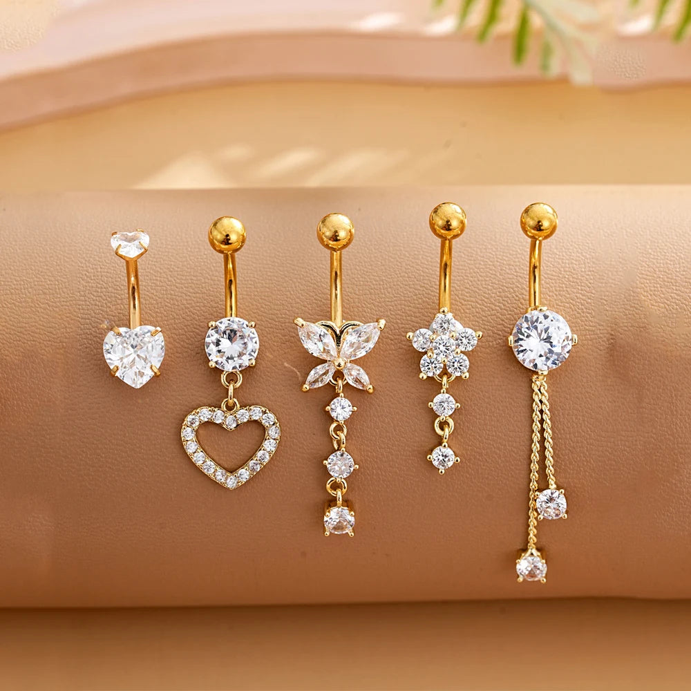 5pcs Dangled Belly Button Rings