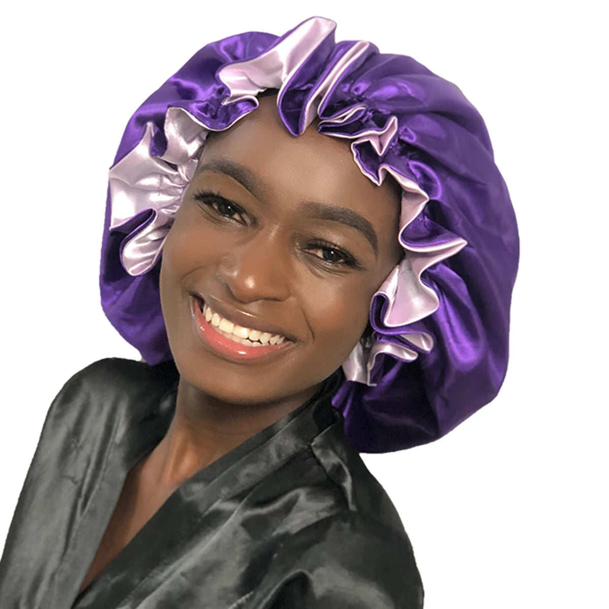 1pc Double Layer Laced edge satin bonnets