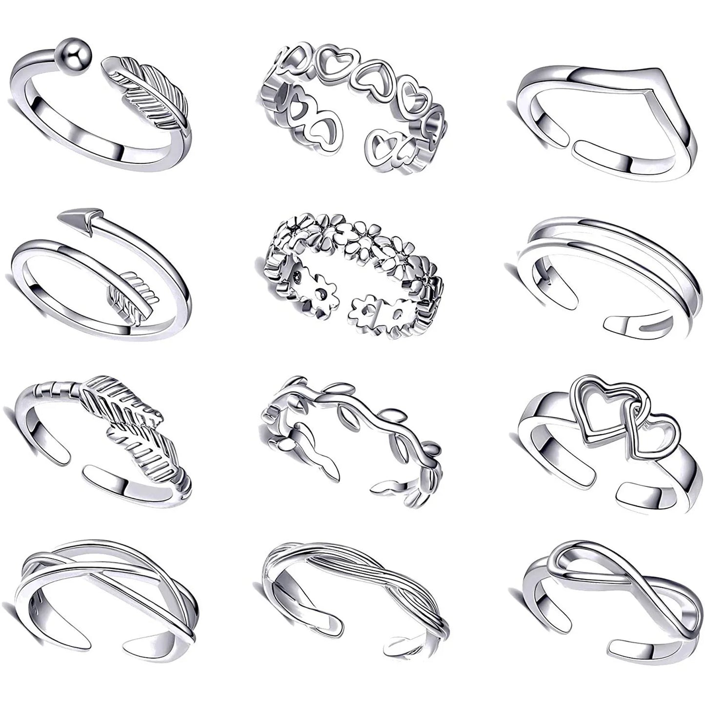 10/12Pcs Toe Rings for Women