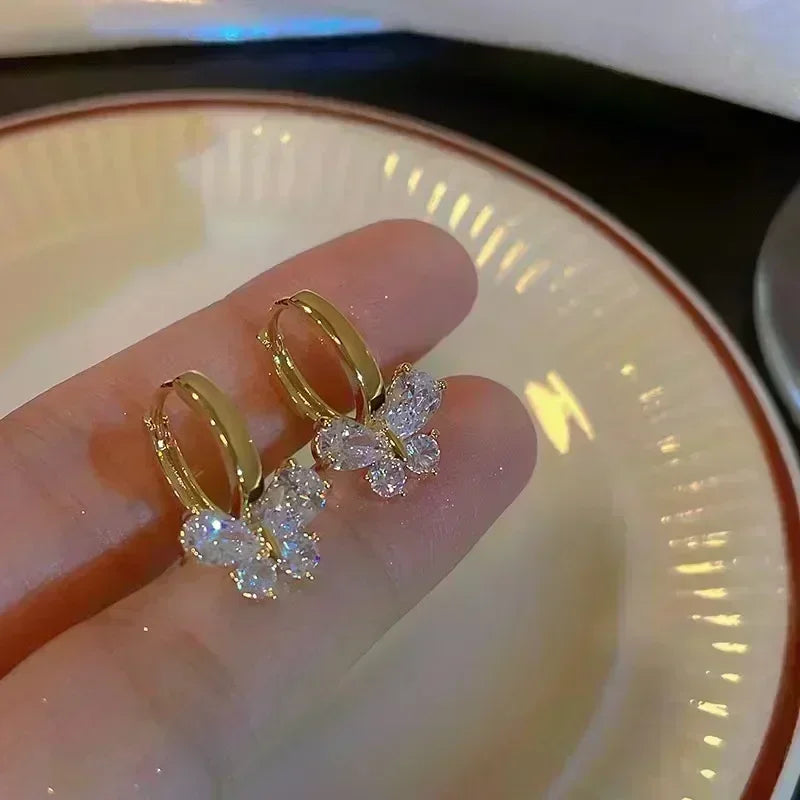 Simple Golden Metal Style Matte Hexagon Earrings