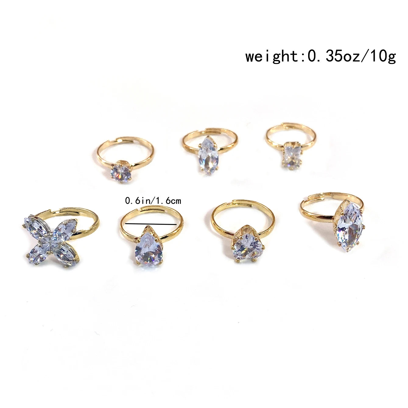 7-Piece Zircon Toe Rings